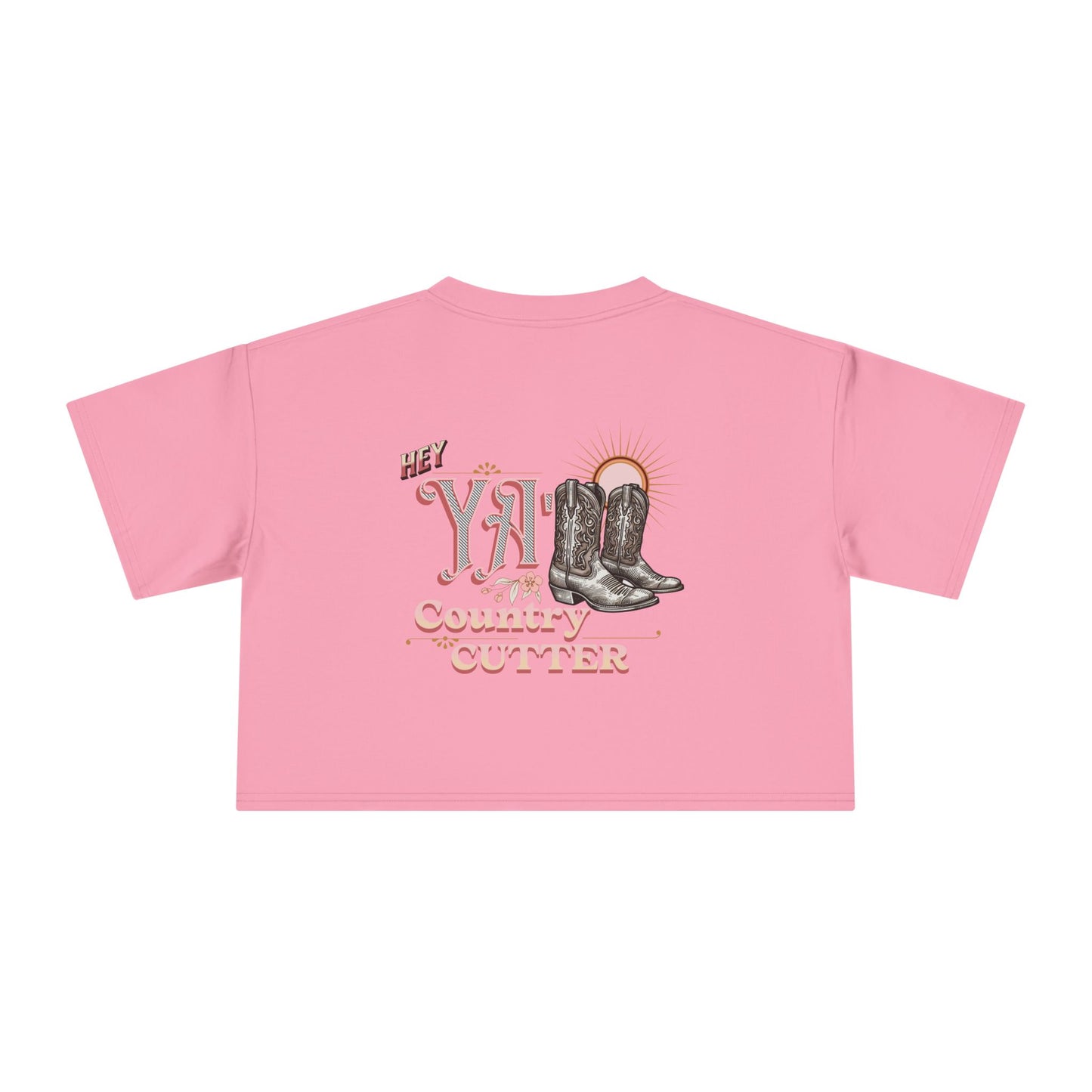 Hey Ya' Country Cutter Women's Crop Tee - Stylish and Playful Western Vibe