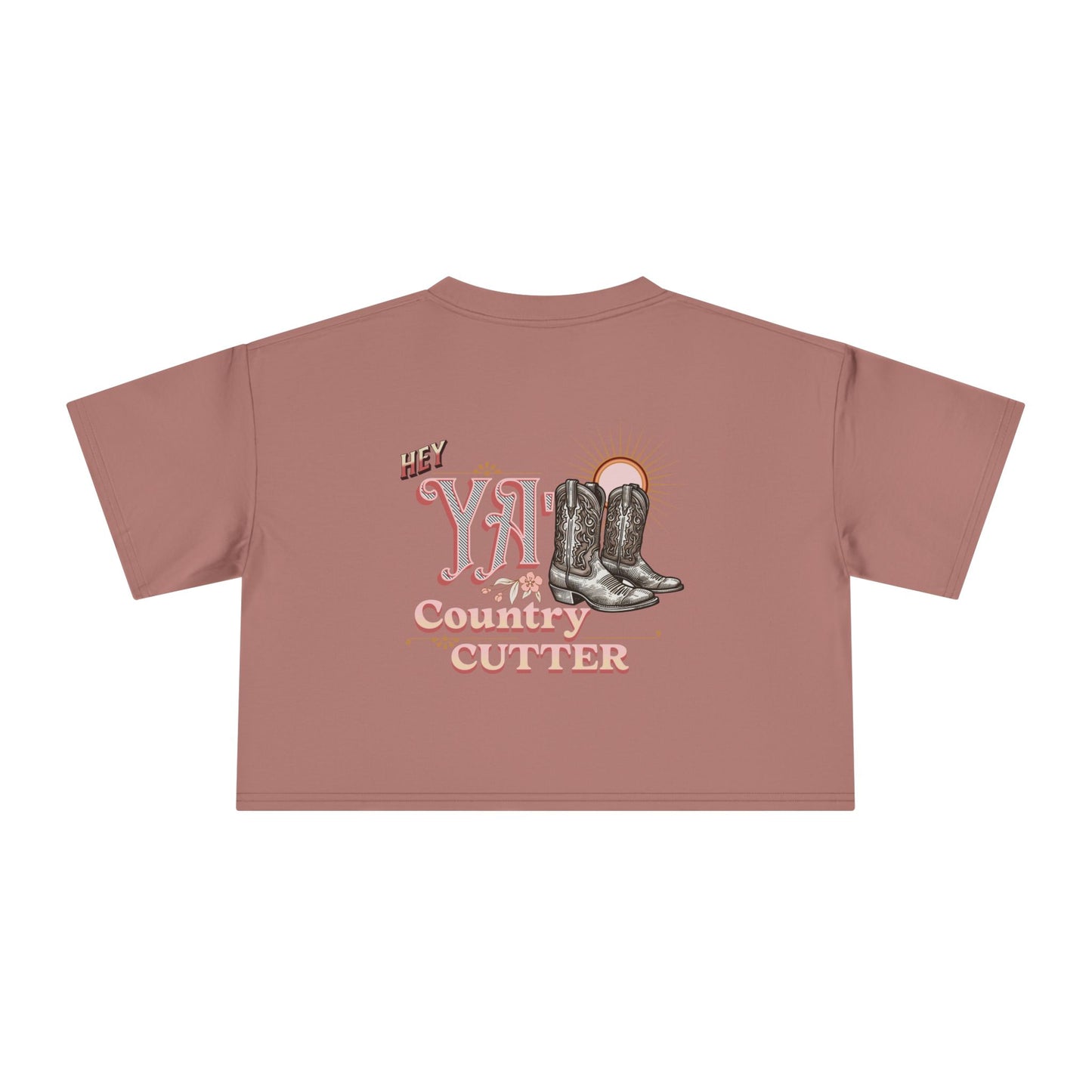 Hey Ya' Country Cutter Women's Crop Tee - Stylish and Playful Western Vibe
