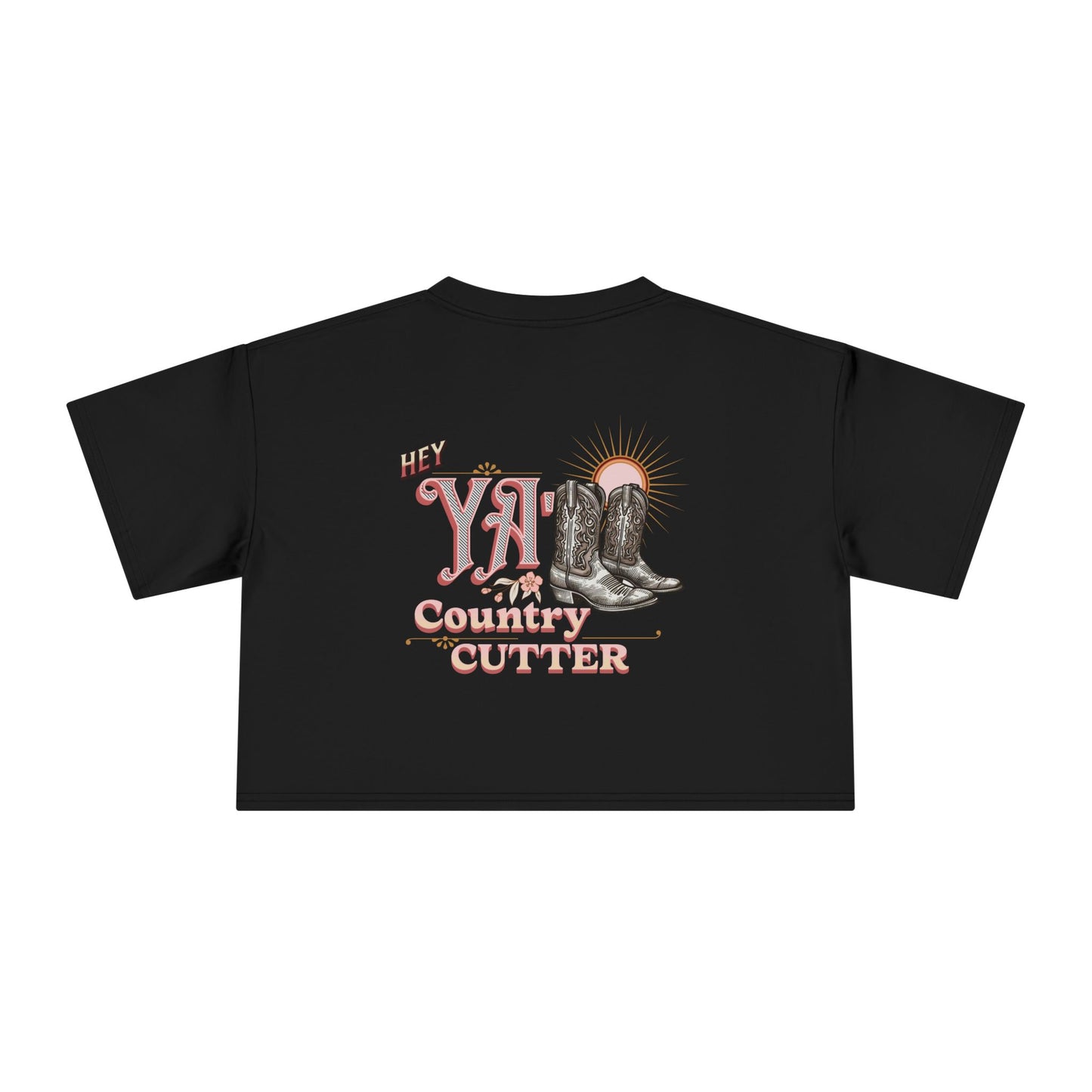 Hey Ya' Country Cutter Women's Crop Tee - Stylish and Playful Western Vibe