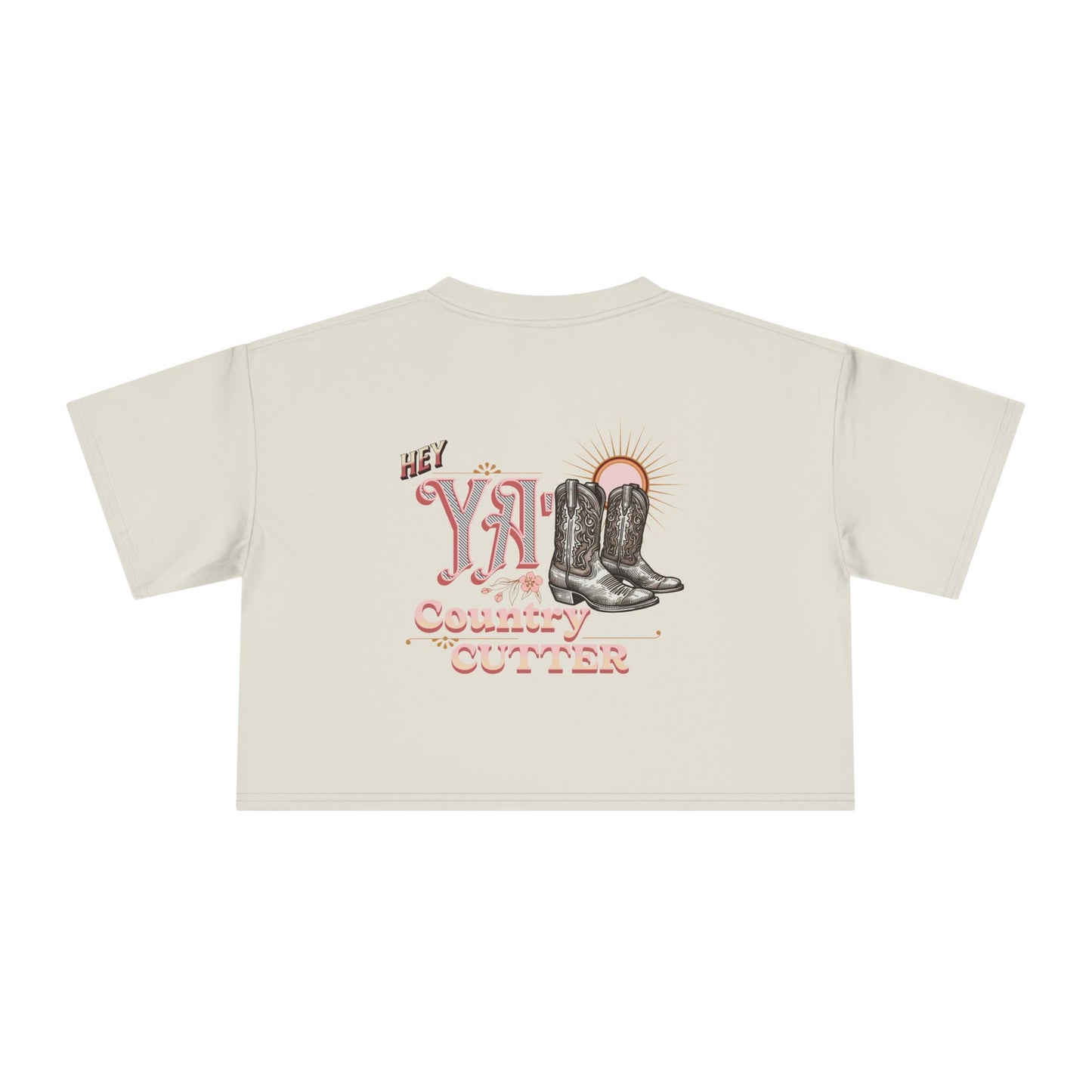 Hey Ya' Country Cutter Women's Crop Tee - Stylish and Playful Western Vibe