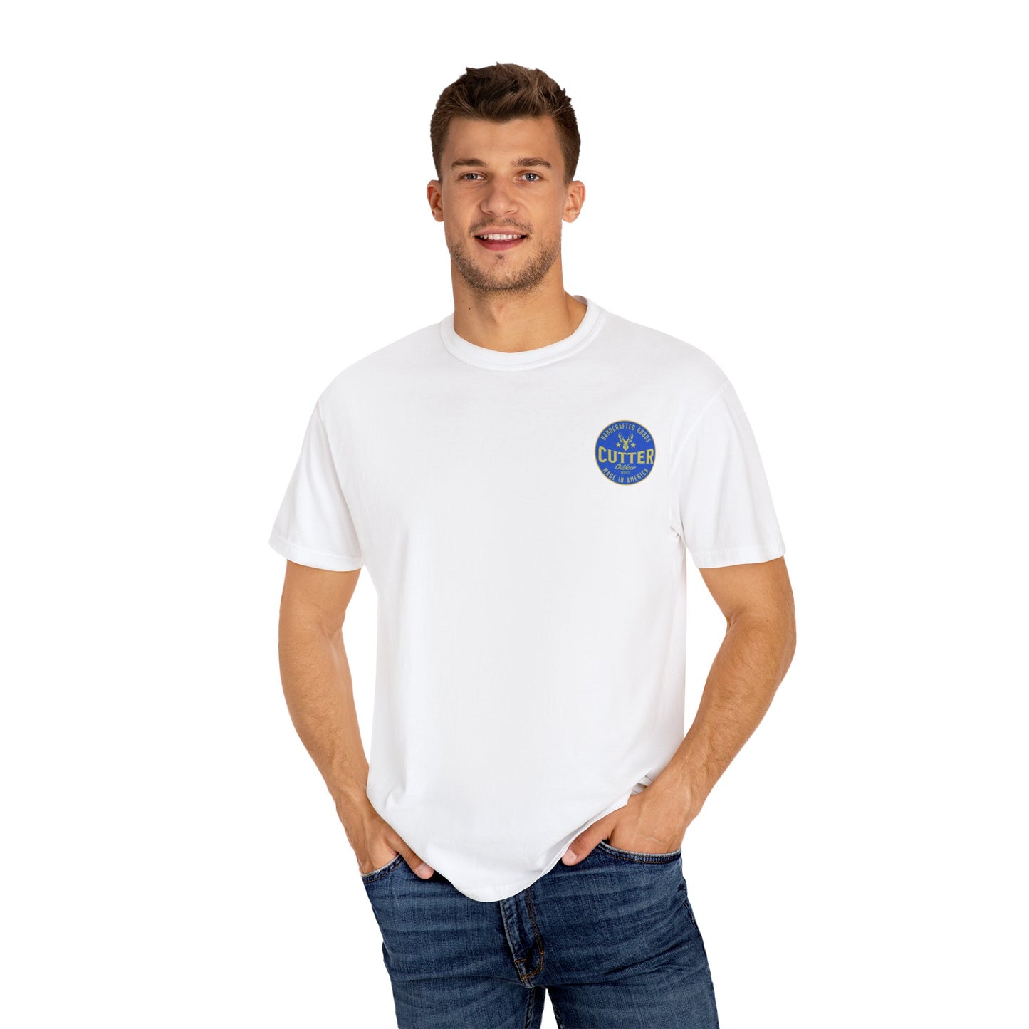 Cutter in the rear Graphic Unisex Garment-Dyed T-Shirt - Unique Design for Outdoor Enthusiasts