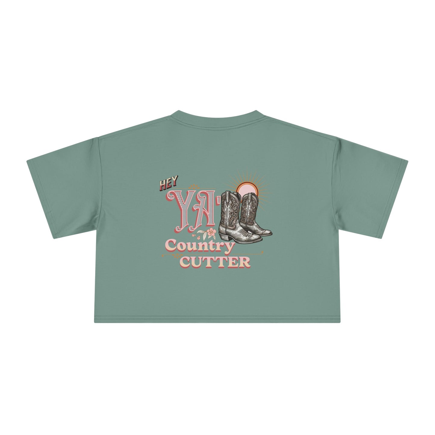 Hey Ya' Country Cutter Women's Crop Tee - Stylish and Playful Western Vibe