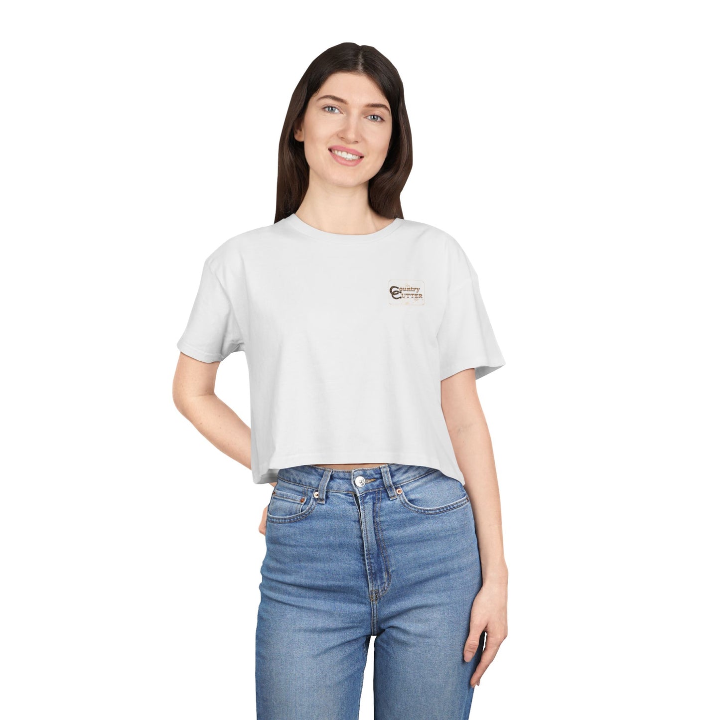 Hey Ya' Country Cutter Women's Crop Tee - Stylish and Playful Western Vibe