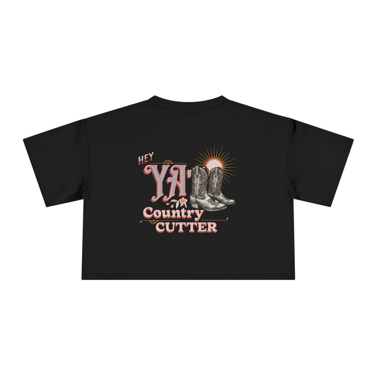 Hey Ya' Country Cutter Women's Crop Tee - Stylish and Playful Western Vibe