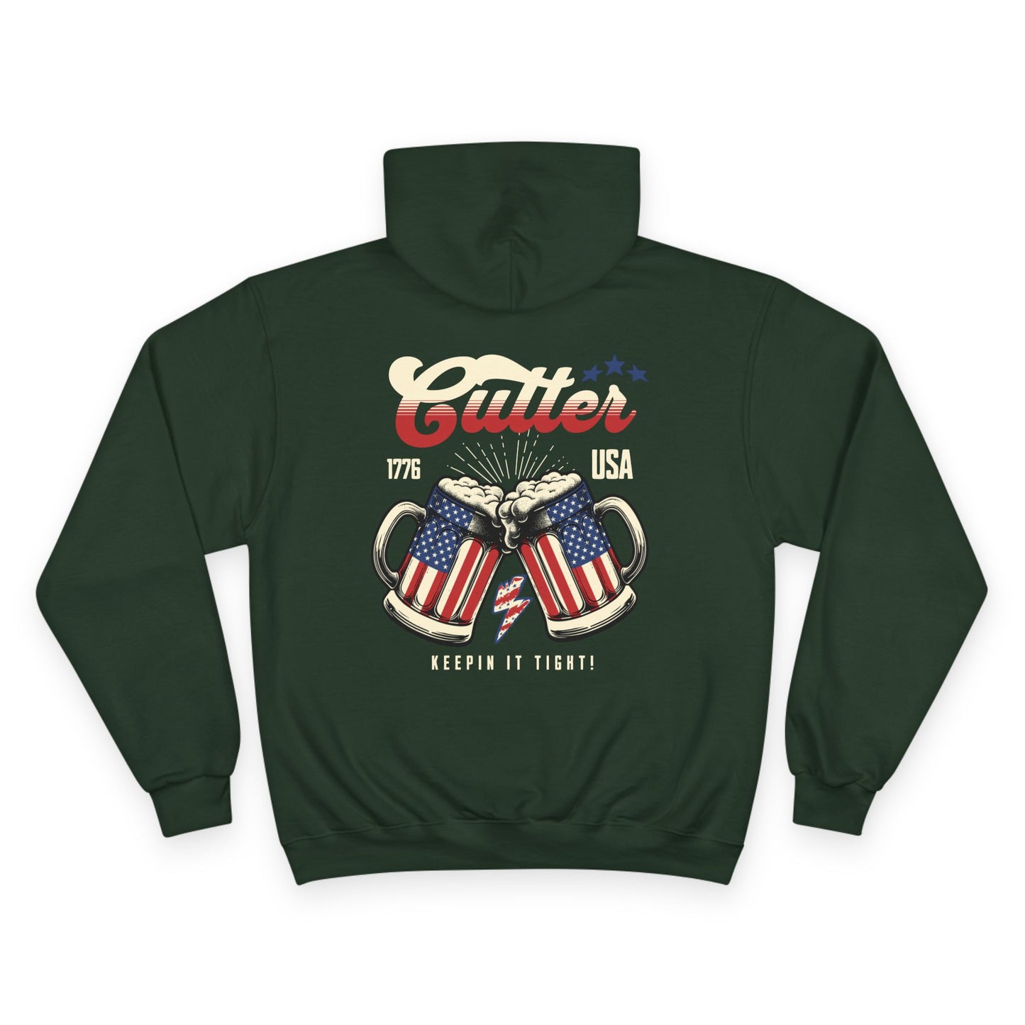 Patriotic Beer Champion Hoodie - Keepin' It Tight! Red, White & Brew Design