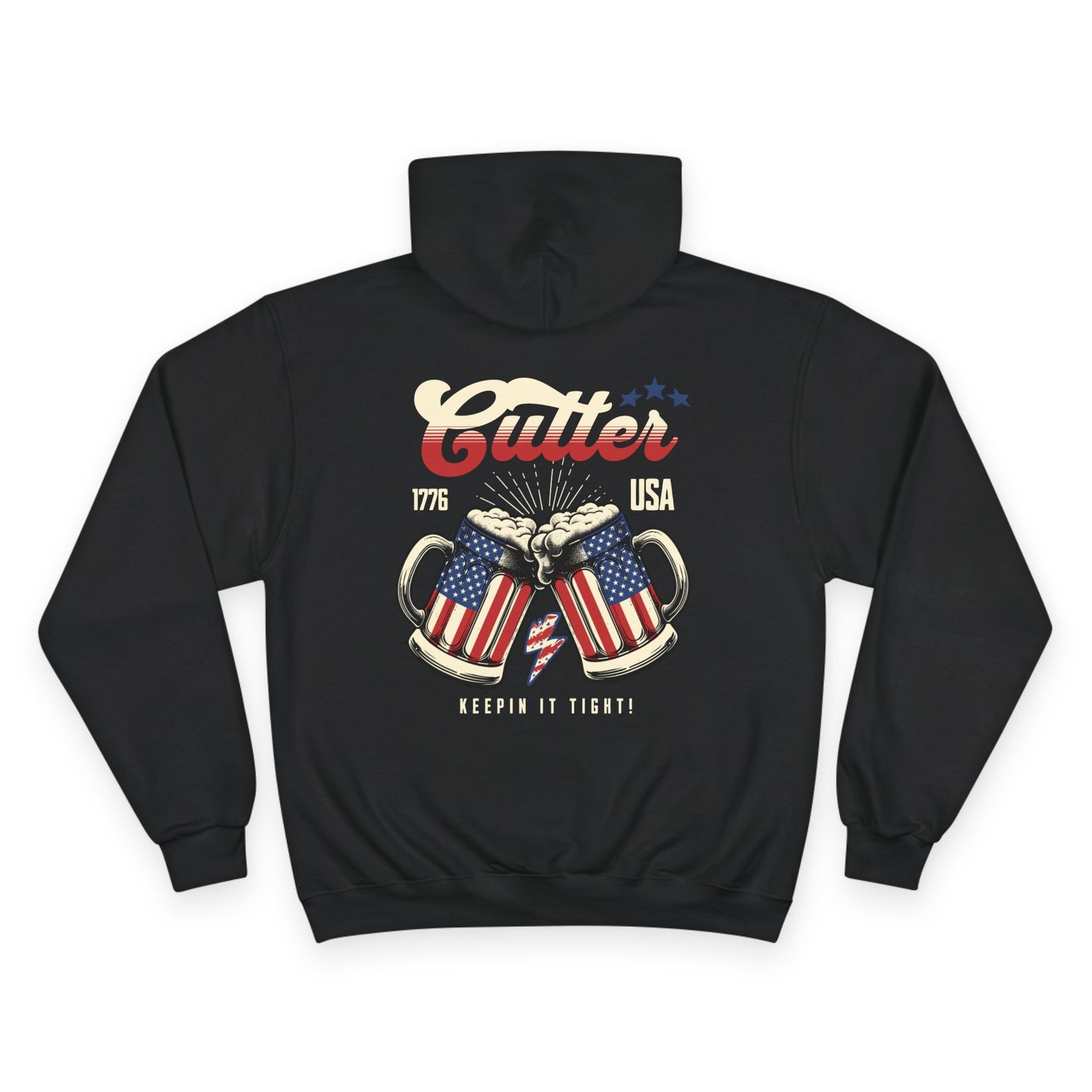 Patriotic Beer Champion Hoodie - Keepin' It Tight! Red, White & Brew Design